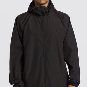 Billabong - Men’s (M) Black Transport Windbreaker Jacket Coat with Elastic Hem